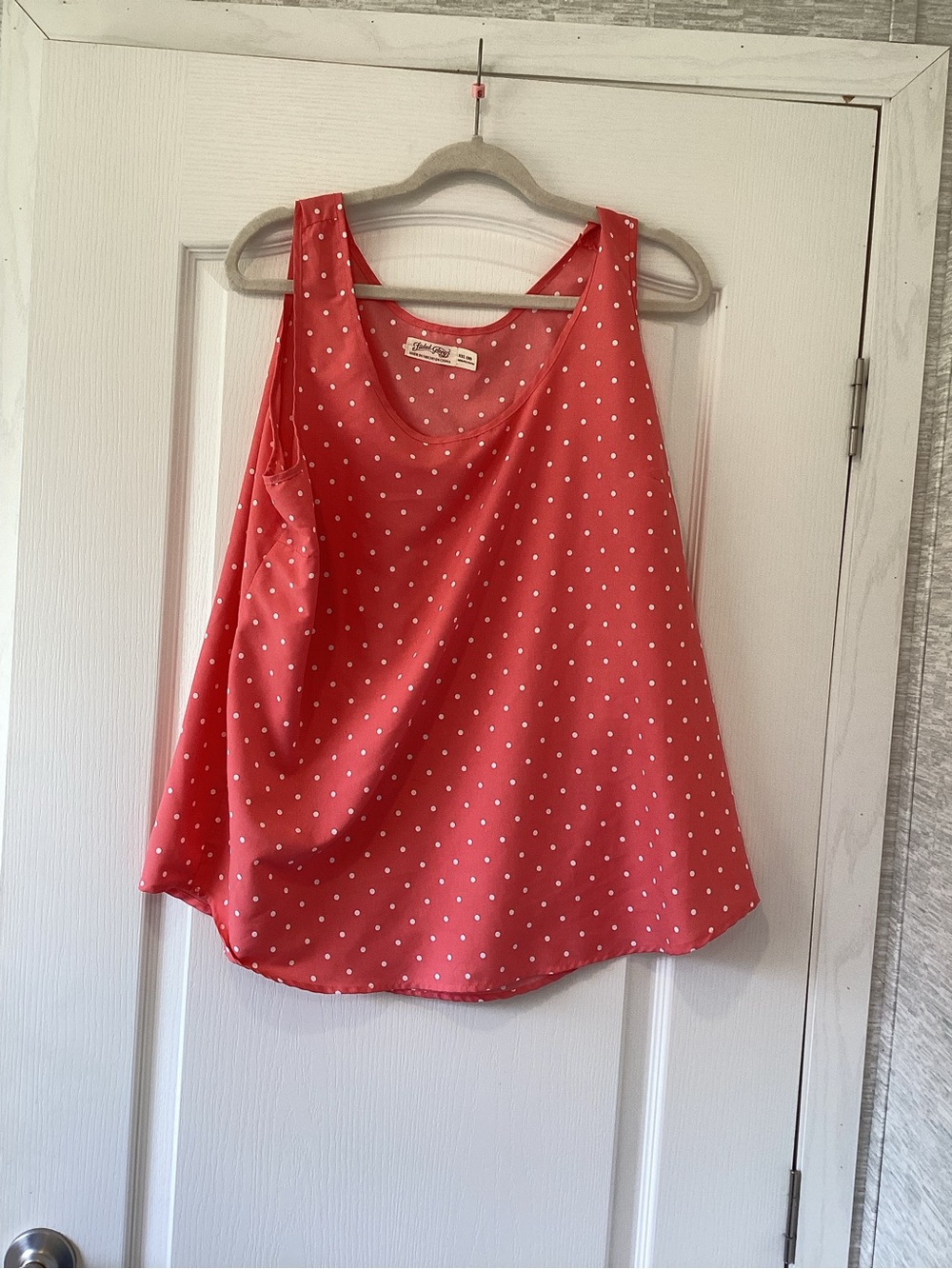 Faded Glory Coral Pink Polka Dot Tank Top2XL EUC